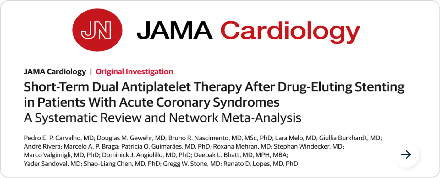 Short-Term Dual Antiplatelet Therapy After Drug-Eluting Stenting — JAMA Cardiology